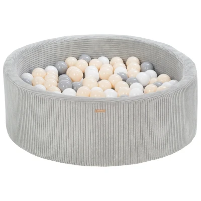 Afbeelding van Ballenbad, Corduroy 200 ronde ballen, diameter 90 cm, ballenbad (zwembadkleur: grijs/wit, grijs, cappuccino)