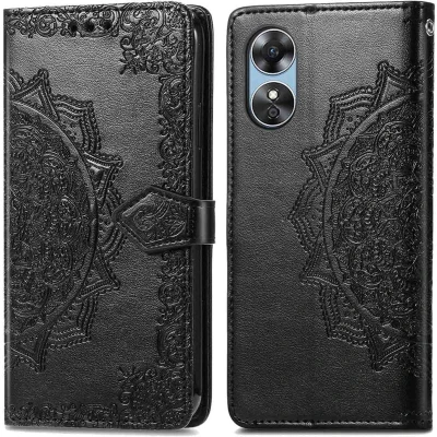 Afbeelding van iMoshion Hoesje Geschikt voor Oppo A17 Met Pasjeshouder Mandala Bookcase Zwart