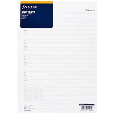 Afbeelding van Filofax vulling A4 notitiepapier voor adressen wit