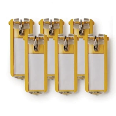 Afbeelding van Durable KEY CLIP sleutelhanger met labelhouder voor sleutelkast, geel, 6 stuks, 195701