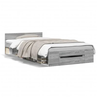 Afbeelding van vidaXL Bedframe met lade bewerkt hout grijs sonoma eiken 90x200 cm