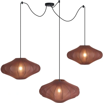 Afbeelding van QAZQA plu Japandi Hanglamp voor boven de eettafel in eetkamer 3 lichts L 100 cm Bruin Woonkamer Slaapkamer Keuken