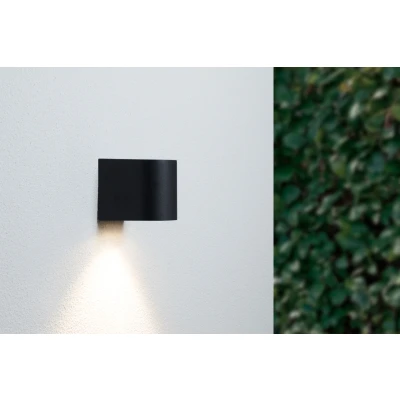 Afbeelding van Wandlamp Down, Rond, GU10 Fitting, Spatdicht IP44, Mat Zwart