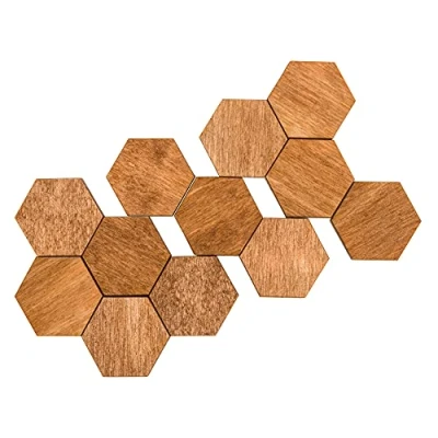 Afbeelding van Ijskast magneten Kantoor magneten, zeshoekige koelkast natuurlijke en eco vriendelijke houten magneten. Bruin, klein