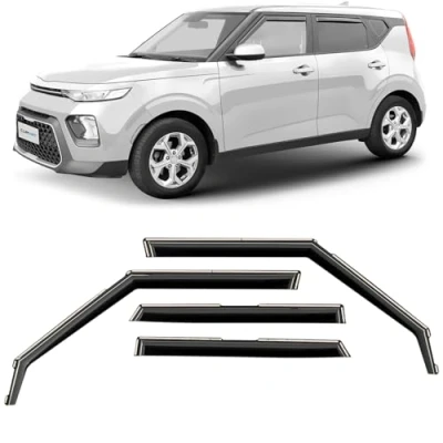 Afbeelding van Clim Art Set van 4 deflectoren voor/compatibel met de Kia Soul 2020 2024, luchtdeflector, deflector voor auto, insteekbaar, zwart