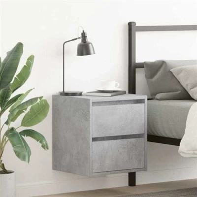 Image de vidaXL Tables de chevet murales 2 pcs gris béton 38x34x40 cm861254