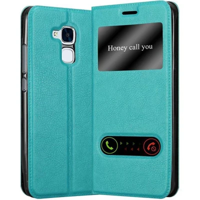 Afbeelding van Cadorabo Hoesje geschikt voor Honor 5C in MUNT TURKOOIS Beschermhoes met magnetische sluiting, standfunctie en 2 kijkvensters Book Case Cover Etui