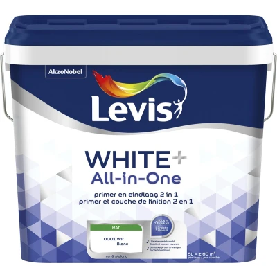 Afbeelding van Levis Muurverf White+ Mat All In One 5L