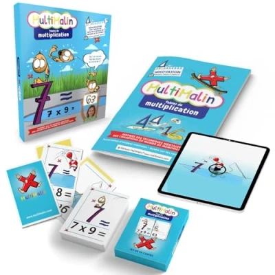 Afbeelding van Multimalin Vermenigvuldigingstabelset (boekje + dvd kaartspel) Leer de tafels van vermenigvuldiging met plezier Speels en duurzaam geheugen CE1, CE2, CM1, CM2 (A)