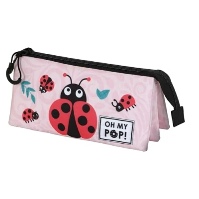 Afbeelding van Karactermania Oh My Pop! Lieveheersbeestje Triple Potloden Etui met Rits Pennenzak Tekenetui Roze