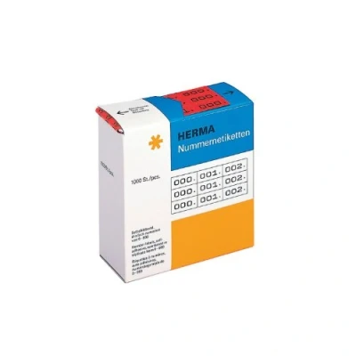 Image de HERMA étiquettes de numérotation 0 999, 10 x 22 mm, noir sur rouge, pqt 1000