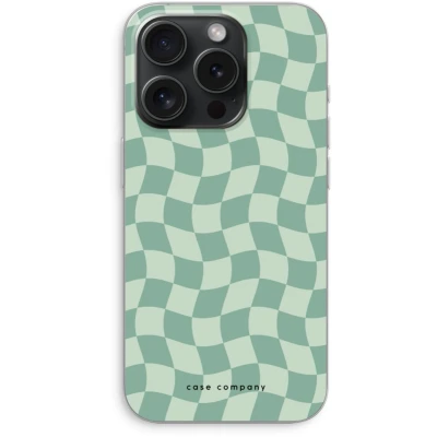 Afbeelding van Case Company® hoesje geschikt voor iPhone 15 Pro Grid Groen Soft Cover Telefoonhoesje Bescherming aan alle Kanten en Schermrand