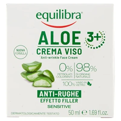 Image de equilibra Visage, Aloe Crème Visage Anti Rides, Effet Remplissage à base d&#039;aloe Vera et 3+, rides Convient aux peaux Sensibles, Contraste les Signes du Temps, Action