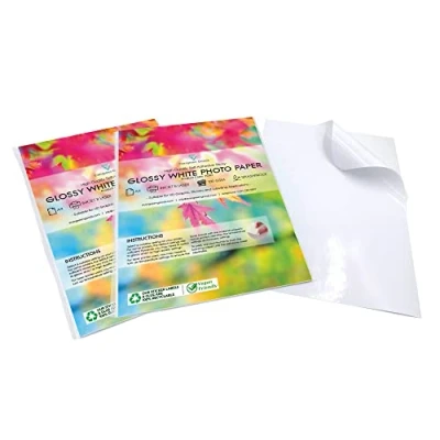 Afbeelding van Evergreen Goods 2 x 50 vellen fotopapier glanzend wit A4 hoge resolutie print spatwaterdicht productie van productbeschrijvingsstickers