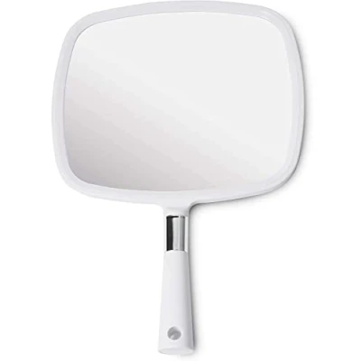 Afbeelding van MIRRORVANA grote handspiegel met comfortabele handgreep, voor kappers, professionele schoonheidssalons, thuiskapsels en gezichtsmake up (wit)