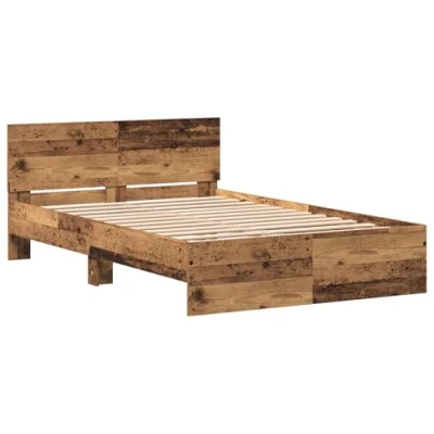 Afbeelding van vidaXL Bedframe met Hoofdbord Oud hout 120 x 190 cm Massief