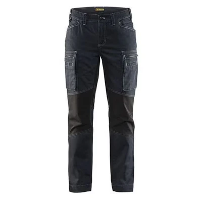 Image de Pantalon services stretch femme marine/noir, lavage industriel