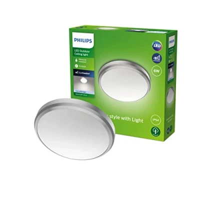Afbeelding van Philips My Garden Doris Led plafondlamp, 6 W, koudwit licht, 4000 K, IP54, nikkel