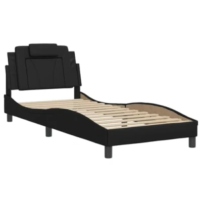 Afbeelding van vidaXL Bedframe met hoofdbord kunstleer zwart 90x200 cm