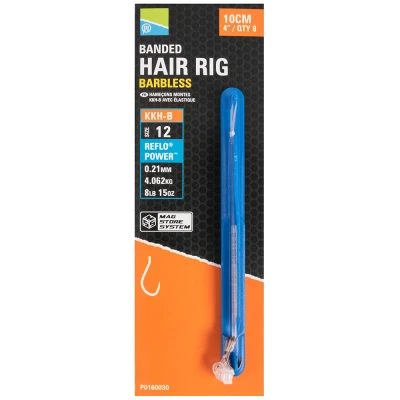 Afbeelding van Preston KKH B Banded Hair Rig Barbless 10cm Onderlijnen 4 maten Haak 14 0.21mm