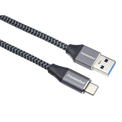 Afbeelding van PremiumCord USB C naar 3.0 aansluitkabel 1 m, SuperSpeed datakabel tot 5 Gbit/s, snel opladen 3 A, 3.1 generatie type C, gevlochten textielkabel, kleur zwart