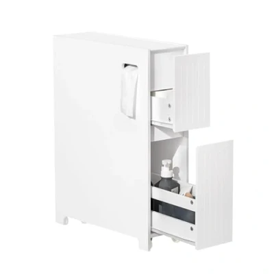 Afbeelding van SoBuy BZR111 W Nisplank met wieltjes 20 cm keukenwagen, toiletpapier opbergkast, badkamerkast, wit, ca. x 75 60