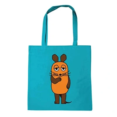 Afbeelding van Logoshirt® The Show with Mouse I bedrukte boodschappentas, 100% katoen, herbruikbaar, met lange handgrepen, gelicentieerd design, Turkoois, Boodschappentas
