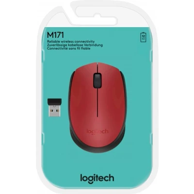 Afbeelding van Logitech Mouse M171, draadloos, rood optisch, 1000 dpi, 3 knoppen, retail