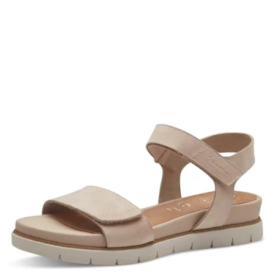 Afbeelding van Tamaris Sandalen met sleehak, Dames, Maat: 39, Beige nubuk Leer