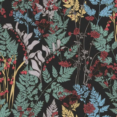 Afbeelding van BLOEMEN EN BLADEREN BEHANG Botanisch meerkleurig rood &quot;Architects Paper&quot; A.S. Création Floral Impression