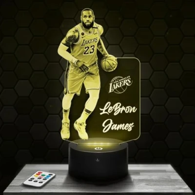 Afbeelding van Nachtlampje, nachtlampje met touchscreen, L.James, basketbal, 3D lamp, led, illusie, cadeau idee, Kerstmis, verjaardag, jongens en meisjes, nachtlamp, kinderkamer of volwassenen, TOP