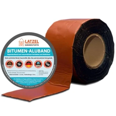 Afbeelding van Latzel Dämmstoffe Zelfklevende bitumen afdichtingstape, aluminium coating, uv en weerbestendig, reparatietape, dikte 1,5 mm, rol van 10 m, aardekleur