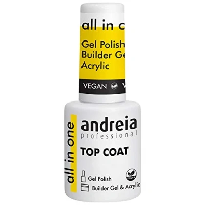 Image de Andreia Professional Vernis Semi Permanent Top Coat Gel de Finition pour Ongles Séchage UV LED Gels Polish Vegan Idéal le Nail Art Couche Finale Transparente 10.5 ml
