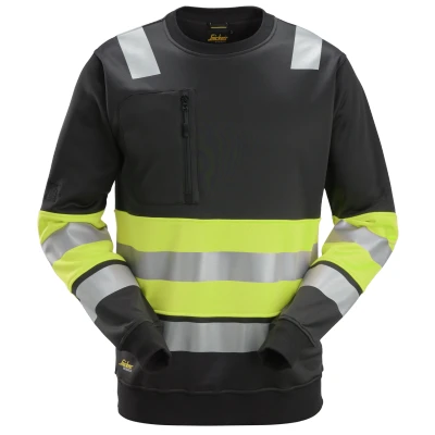 Afbeelding van Snickers 8031 High Vis Klasse 1, Sweatshirt Zwart/High Visibility Geel