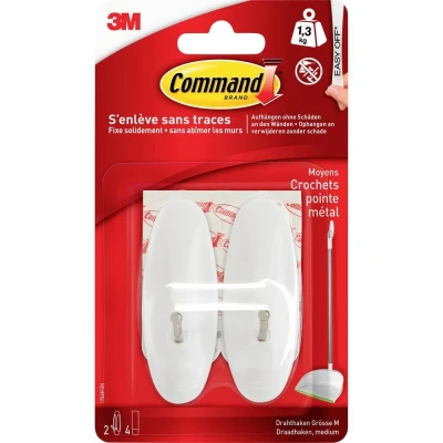 Afbeelding van 3M Command medium draadhaken (l x b h) 29 79 mm Wit, Metaal Inhoud: 2 stuk(s)