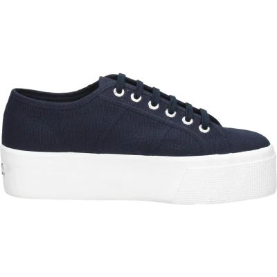 Afbeelding van Superga Platform Sneakers laag, Dames, Maat: 37, Navy/white Katoen