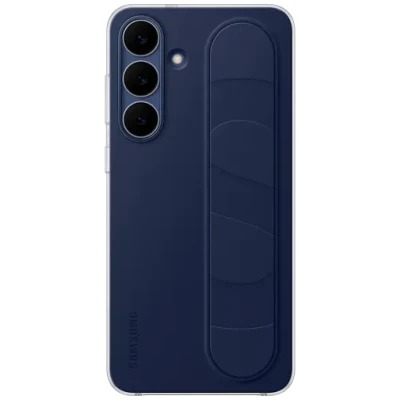 Image de Coque en silicone avec lanière et fonction Stand Bleu Marine pour Samsung Galaxy S25 FE
