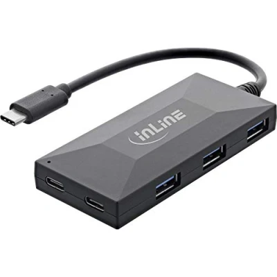 Afbeelding van InLine USB 3.0 Hub (USB C, 5 Havens), Docking station + hub, Zwart