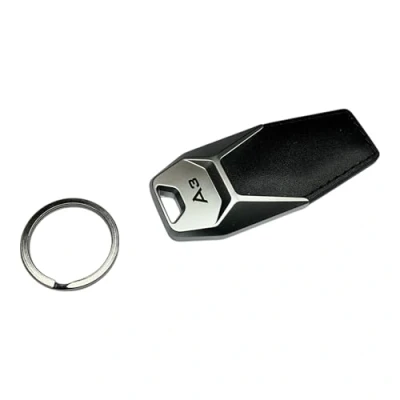 Afbeelding van Audi collection 3181900603 A3 lederen sleutelhanger zwart/zilver