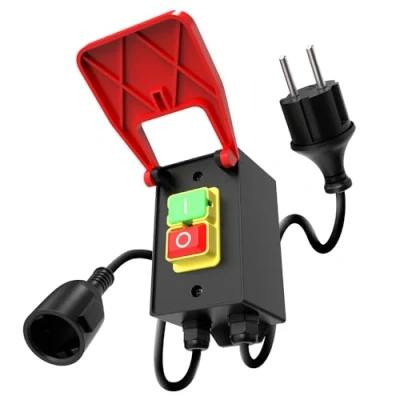 Afbeelding van Eenfasige aan/uit schakelaar 18 A, 250 V, AIFIZO voor freestafel en andere, elektromagnetische drukschakelaar, machineschakelaar veiligheidsschakelaar 150 cm