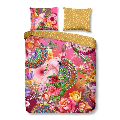 Afbeelding van HIP Dekbedovertrek &quot;mandala&#039;s, bloemen en roze papegaai&quot; Multi (240x200/220 cm) Katoen Satijn