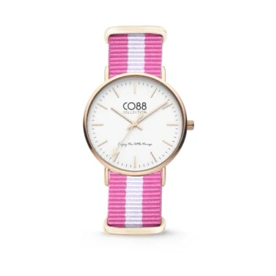 Afbeelding van CO88 Collection Horloges 8CW 10026 Horloge met Nato Band Ø36 mm Roze / Wit Rosékleurig