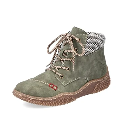 Afbeelding van Rieker Veterboots Liane schwarzkiesel, Dames, Maat: 36, schwarz kiesel Hoogwaardig imitatieleer