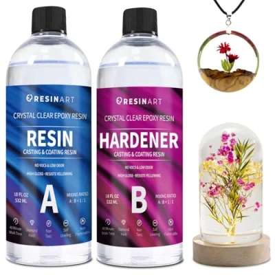 Afbeelding van EPRESINART Epoxyhars, 1064 ml, verhouding 1:1, niet giftig, transparante epoxyhouten set, voor kunstontwerp, restauratie, wandtegels, vloerbedekking