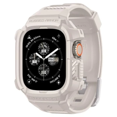 Afbeelding van Spigen Rugged Armor Pro Hoesje en Bandje Geschikt voor Apple Watch Ultra (2) Beige
