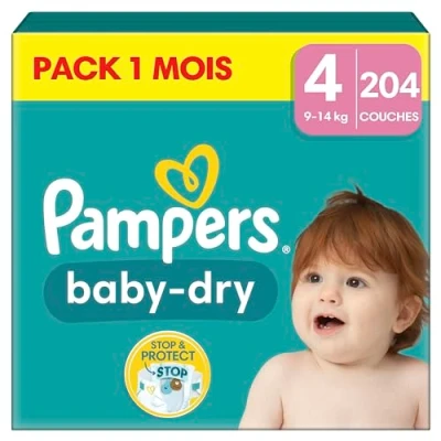 Afbeelding van Pampers Baby Dry Luiers Maat 4 (9 14 kg) 204 stuks
