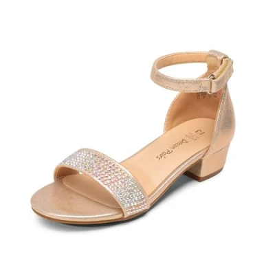 Afbeelding van DREAM PAIRS Sandalen voor meisjes, prinsessenschoenen hakschoenen, 3 cm, schoenen feestjes en verjaardagen, hoge hakken kinderen, Goud