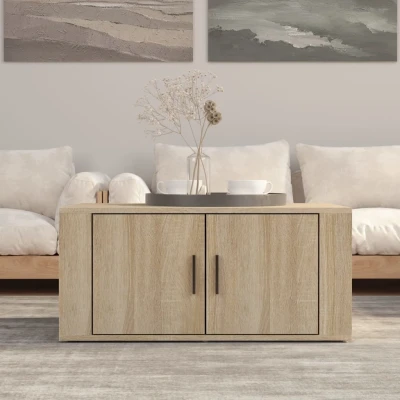 Afbeelding van Salontafel 80x50x36 cm bewerkt hout sonoma eikenkleurig