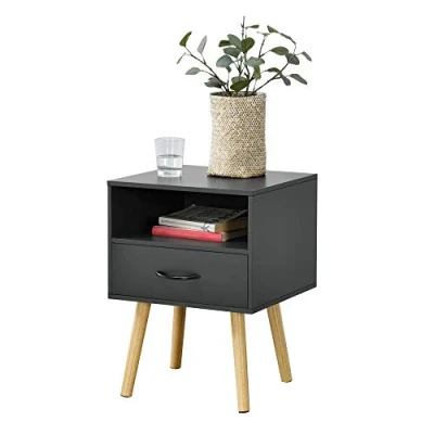Afbeelding van Nachtkastje Gavle met lade open vak 57x42x40 cm donkergrijs