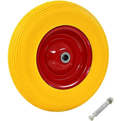 Afbeelding van Kruiwagenwiel met as 4,00 8 390 mm massief PU zwart